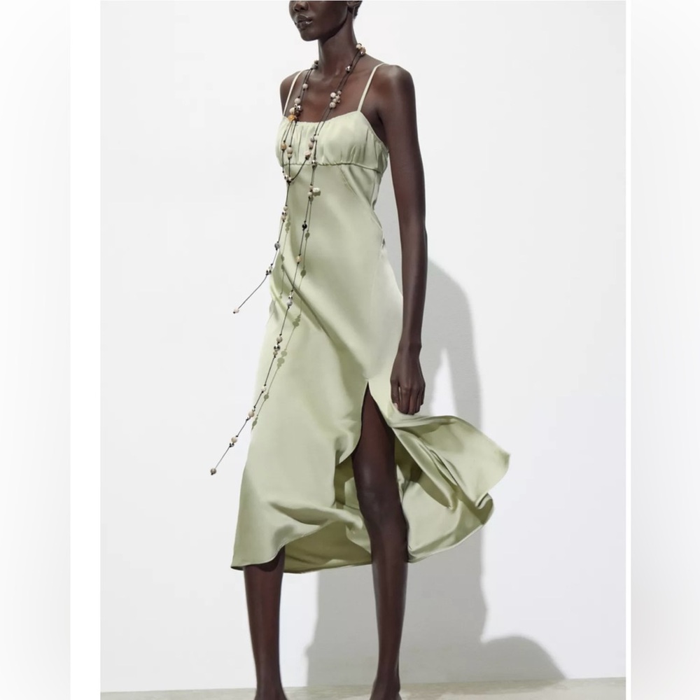 Zara Green Satin Dress size L